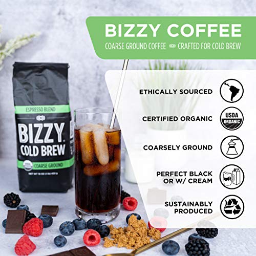 Bizzy Organic Cold Brew Coffee | Espresso Blend | Coarse Ground