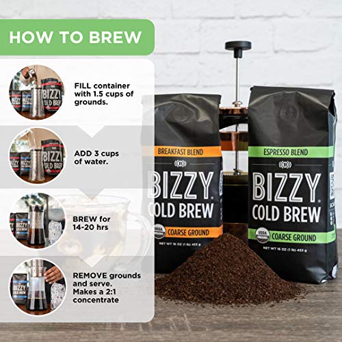 Bizzy Organic Cold Brew Coffee | Espresso Blend | Coarse Ground