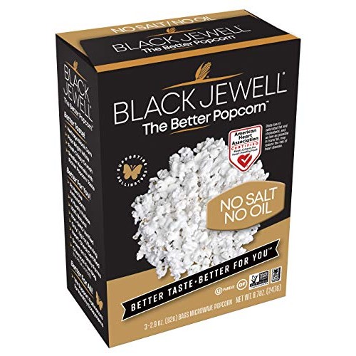 Black Jewell Gourmet Microwave Popcorn, No Salt No Oil, 8.7 Ounc