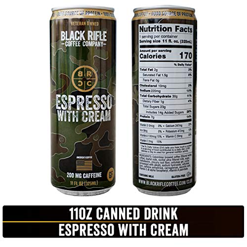 Black Rifle Coffee RTD Espresso with Cream, 11 Fl Oz Pack of 12
