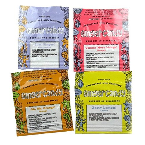 Gem Gem Ginger Candy 4-Flavor Variety: One 2 Lb Assorted Bag Of