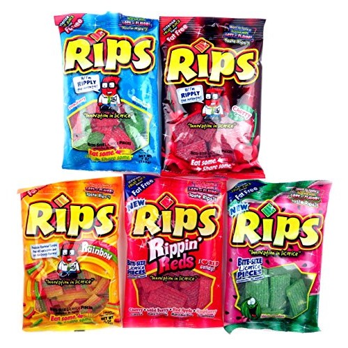 Rips Licorice 5-Flavor Variety: Two 4 Oz Bags Each Of Strawberry