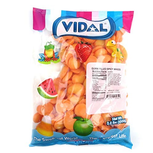 Vidal Gummi Filled Spicy Mangoes Candy, 2.2 Lb Bag In A Blacktie