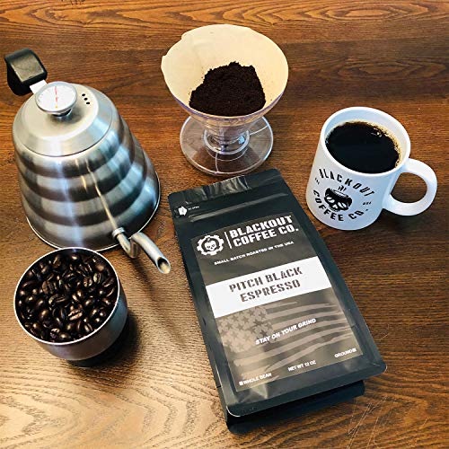 Blackout Coffee, Pitch Black Espresso Extra Dark Roast Coffee, E
