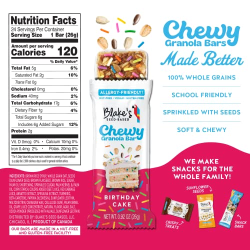 Blake’s Seed Based Chewy Granola Bars — Birthday Cake 24 Count...