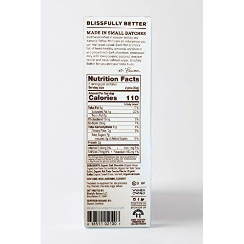 Blissfully Better - Almond Toffee Thins, Made With Coconut Necta