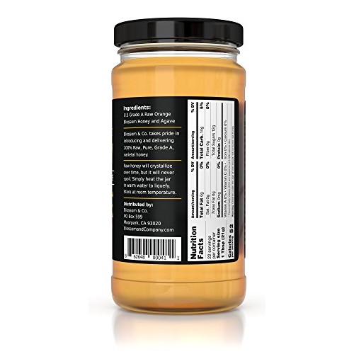 Blossom &Amp; Co. 100% Raw Orange Blossom Honey And Agave Nectar, 16