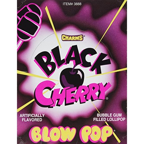 Charms Blow Pop Sucker Lollipops Black Cherry Flavor 48 Count Box
