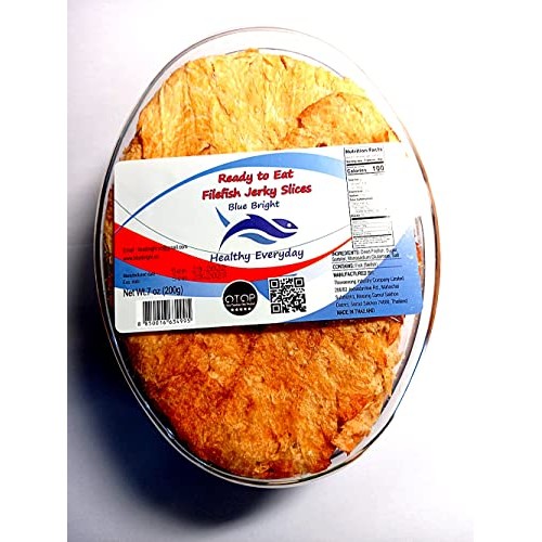 Blue Bright Jerky Filefish 200 Gram Box Dried Grilled Snack Thai