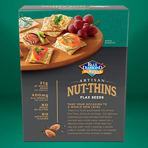 Blue Diamond Almond Artisan Nut Thins Cracker Crisps, Flax Seeds