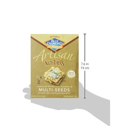 Blue Diamond Gluten Free Nut Thin Cracker Crisps, Multiseed, 4.2