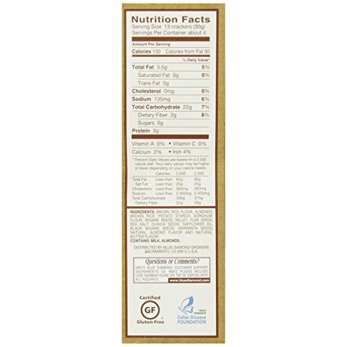 Blue Diamond Gluten Free Nut Thin Cracker Crisps, Multiseed, 4.2