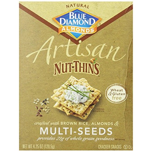 Blue Diamond Gluten Free Nut Thin Cracker Crisps, Multiseed, 4.2