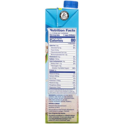 Almond Breeze Dairy Free Almondmilk, Vanilla, 32 Fl Oz Pack Of 12