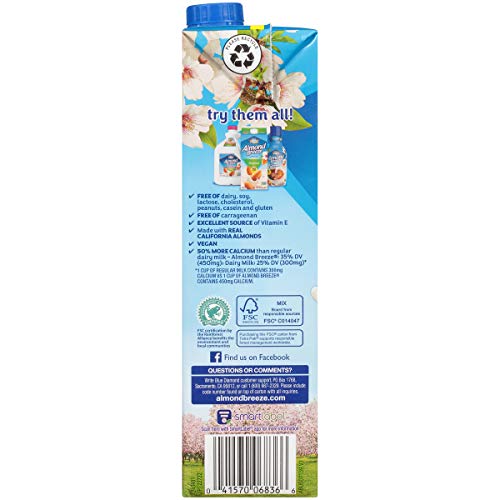 Almond Breeze Dairy Free Almondmilk, Vanilla, 32 Fl Oz Pack Of 12