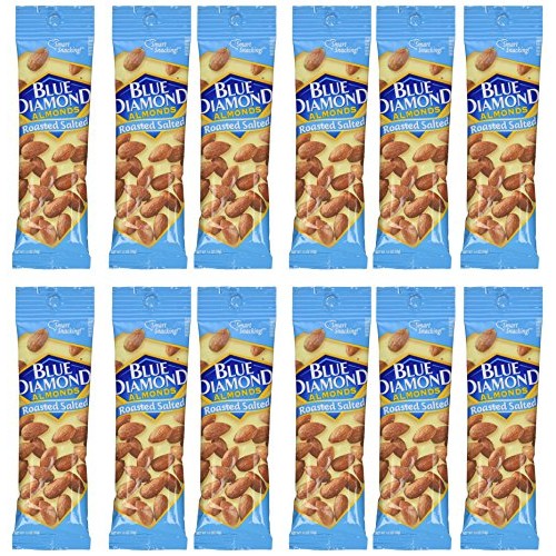 Blue Diamond Almonds, 1.5Oz Tubes, Roasted Salted, 12 Ea