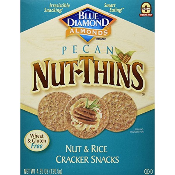 Blue Diamond NutThins Cracker Snacks, Pecan, Boxes, 4.25 oz