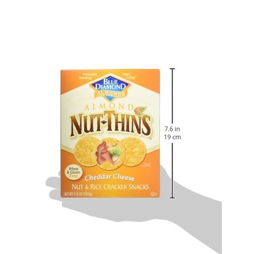 Blue Diamond Almond Nut-Thins Cracker Snacks - Cheddar Cheese -