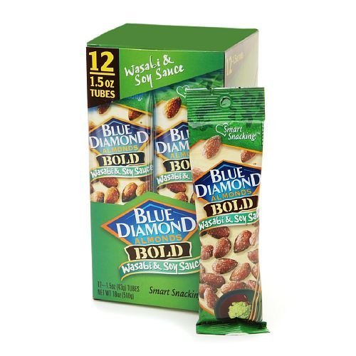 Blue Diamond Bold Almonds, Wasabi &Amp; Soy Sauce, 1.5 Oz Tubes 12 Ea