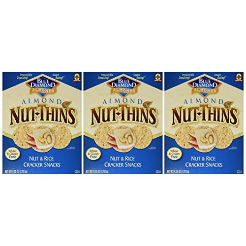 Blue Diamond Nutthins Cracker Snacks, Almond, Boxes, 4.25 Oz, 3 Pk