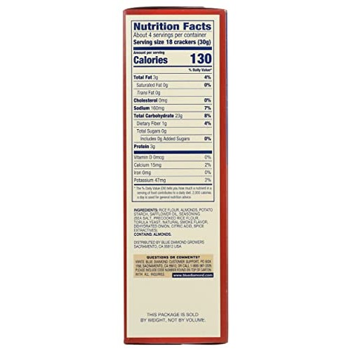 Blue Diamond, Almond Nut Thin Crackers, Smokehouse, 4.25 Ounce