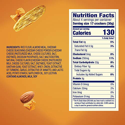 Blue Diamond Almond Cracker Crisps, Cheddar Cheese, 4.25 Oz