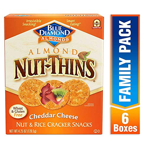 Blue Diamond Almond Nut Thins Cracker Crisps, Cheddar Cheese, 4.