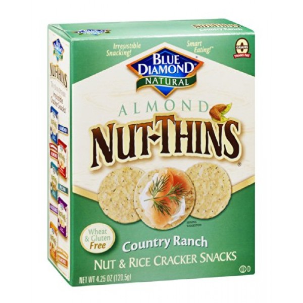 Blue Diamond Almond Nut-Thins Cracker Snacks, Country Ranch, 4.2...