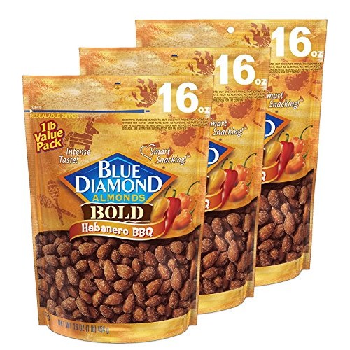 Blue Diamond Almonds, Bold Habanero Bbq, 16 Ounce Pack Of 3
