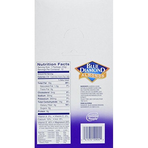 Blue Diamond Almonds Blueberry Flavored Snack Nuts, Single Serve