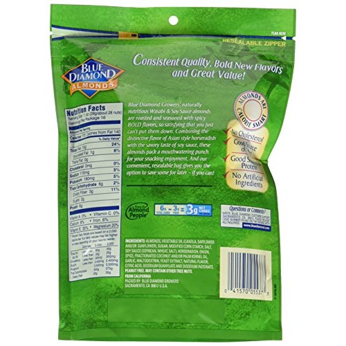 Blue Diamond Almonds, Bold Wasabi &Amp; Soy Sauce, 16 Ounce