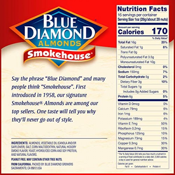 Blue Diamond Gluten Free Almonds, Smokehouse, 16 Ounce