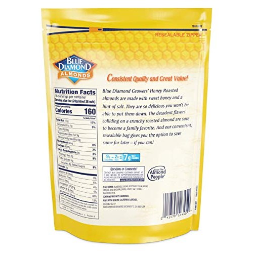 Blue Diamond Almonds Honey Roasted Snack Almonds, Honey Roasted,