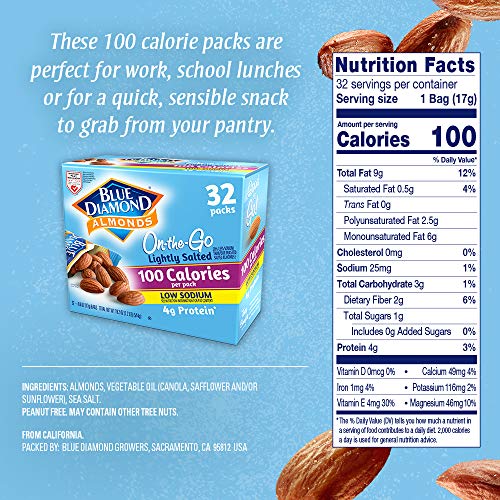 Blue Diamond Almonds Lightly Salted, Low Sodium, 100 Calorie Pac