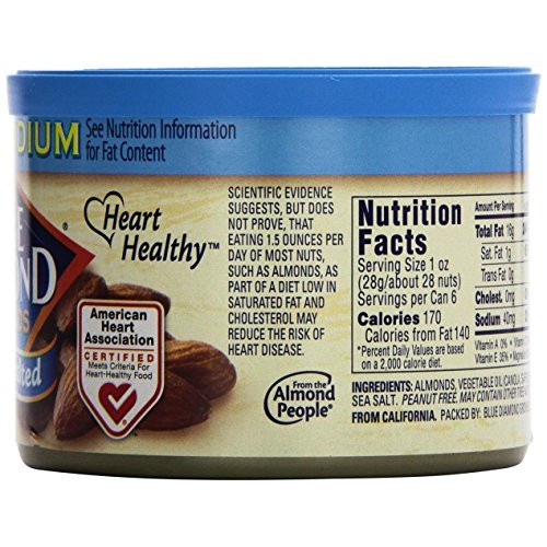 Blue Diamond Almonds, Lightly Salted, Low Sodium, 6 Ounce