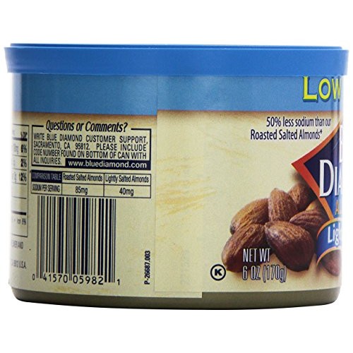 Blue Diamond Almonds, Lightly Salted, Low Sodium, 6 Ounce