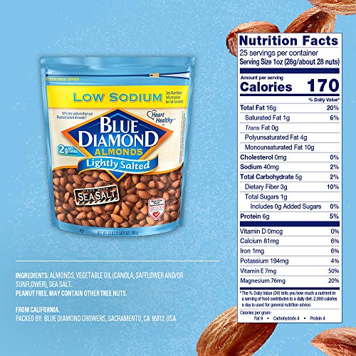 Blue Diamond Almonds, Low Sodium Lightly Salted, 25 Ounce