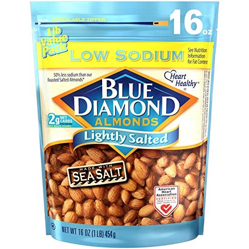 Blue Diamond Almonds, Low Sodium Lightly Salted, 16 Ounce