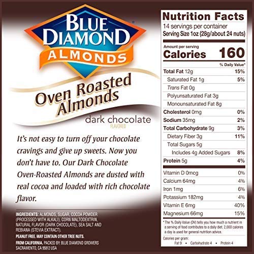Blue Diamond Almonds Oven Roasted Dark Chocolate Flavored Snack