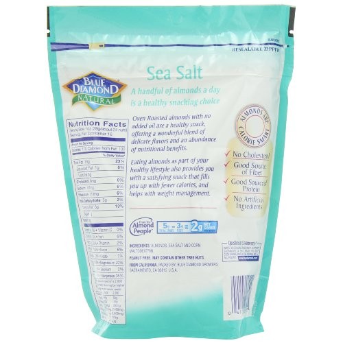 Blue Diamond Almonds, Oven Roasted Sea Salt, 16 Ounce