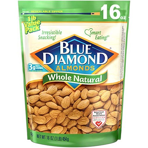 Blue Diamond Almonds, Raw Whole Natural, 16 Ounce