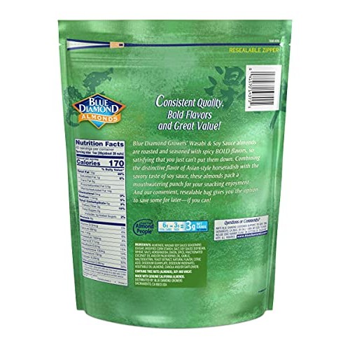 Blue Diamond Almonds Wasabi & Soy Sauce Flavored Snack Nuts, 40 ...