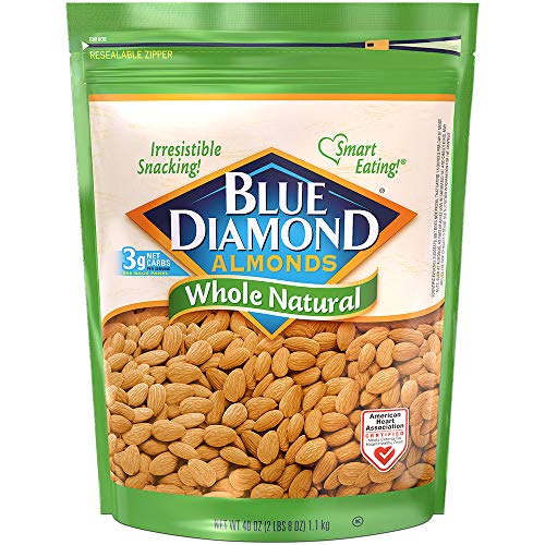 Blue Diamond Almonds Whole Natural Raw Snack Nuts, 40 Oz Reseala