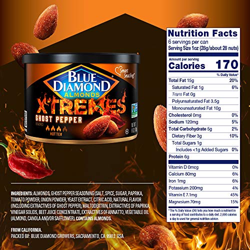 Blue Diamond Almonds Xtremes Ghost Pepper Flavored Snack Nuts, 6