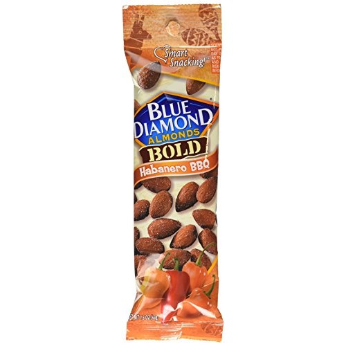 Blue Diamond Bold Almonds, Habanero Bbq, 1.5 Oz Tubes, 12 Tubes