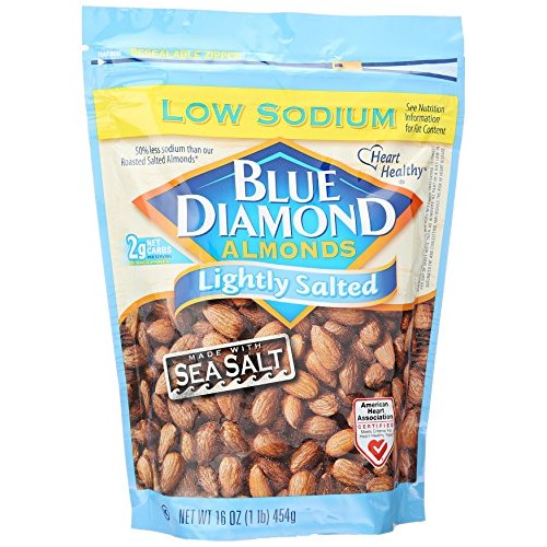 Blue Diamond Almonds Low Sodium Lightly Salted Snack Nuts, 16 Oz