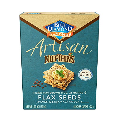 Blue Diamond Almond Artisan Nut Thins Cracker Crisps, Flax Seeds