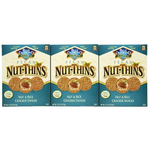 Blue Diamond Nutthins Cracker Snacks, Pecan, Boxes, 4.25 Oz, 3 Pk