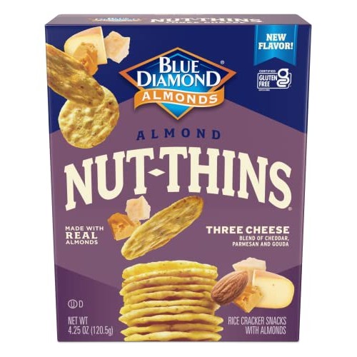 Blue Diamond Three Cheese Nut Thins Cracker Crisps, 4.25 oz