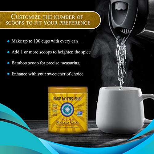 Blue Lotus Chai - Golden Masala Chai - Makes 100 Cups - 3 Ounce